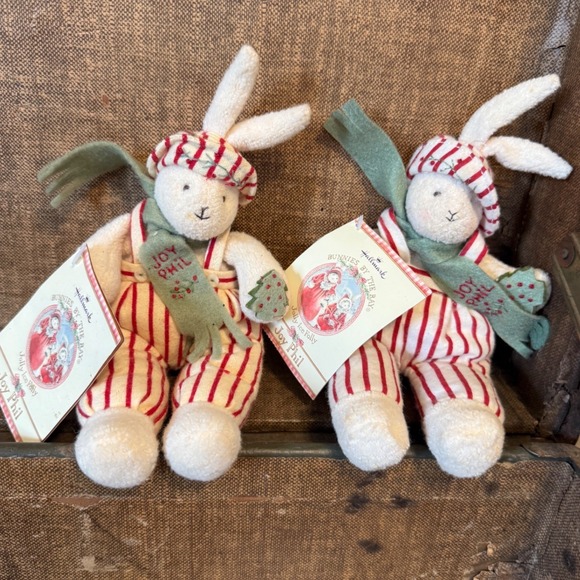 Bunnies by the Bay Other - Hallmark Bunnies By The Bay Jolly Joe Phil Christmas Plush Rabbit Pair NWT